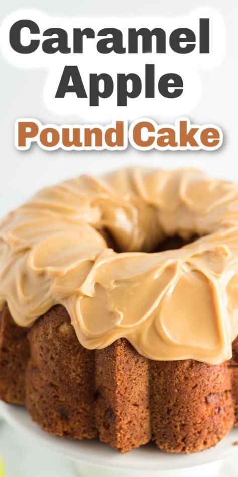 Apple Pound Cake, Caramel Apple Kits, Cake With Caramel Icing, Cake With Caramel Frosting, Caramel Apple Cake Recipe, Apple Items, Apple Bundt Cake, Dessert To Make, Cake With Caramel