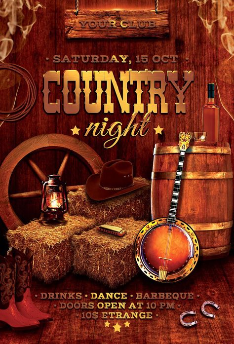 Country Music Party, Country Western Parties, Country Music Playlist, Country Music Festival Outfits, Promo Flyer, Country Music Songs, Country Music Festival, Theme Pictures, Country Music Videos