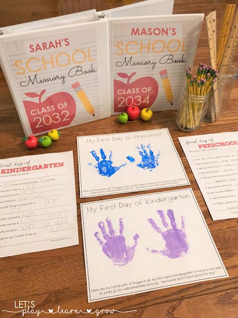 First Day Of School Projects Toddlers, First And Last Day Of School Handprint, School Milestone Ideas, School Picture Keepsake Ideas, First Day Of School Keepsake, 1st Day Of Kindergarten Breakfast, 1st Day Preschool Ideas, Montessori First Day Of School, First Day Of School Keepsake Craft