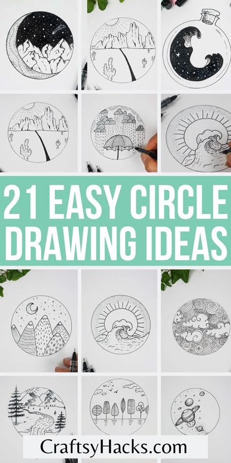 Circle Drawing Ideas, Doodle Art For Beginners, Digital Art Software, Pencil Drawings For Beginners, Arte Doodle, Drawing Hair, Circle Drawing, Easy Drawing Tutorial, Design Mandala