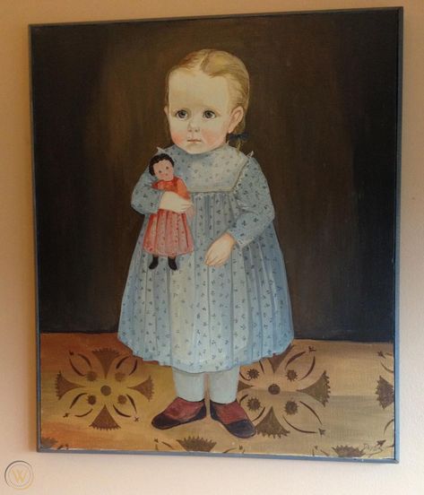 Colonial Portraits, Girl Portraits, Primitive Painting, Modern Folk Art, American Primitive, Arte Folk, Modern Folk, Wool Applique Patterns, Architecture Tattoo