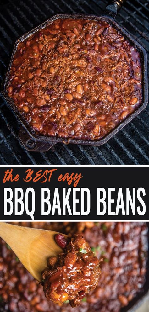 Bbq Baked Beans Recipe, Beans Side Dish, Canned Baked Beans, Easy Baked Beans, Bbq Baked Beans, Bbq Beans, Baked Beans Recipe, Marinated Flank Steak, Pulled Pork Leftovers