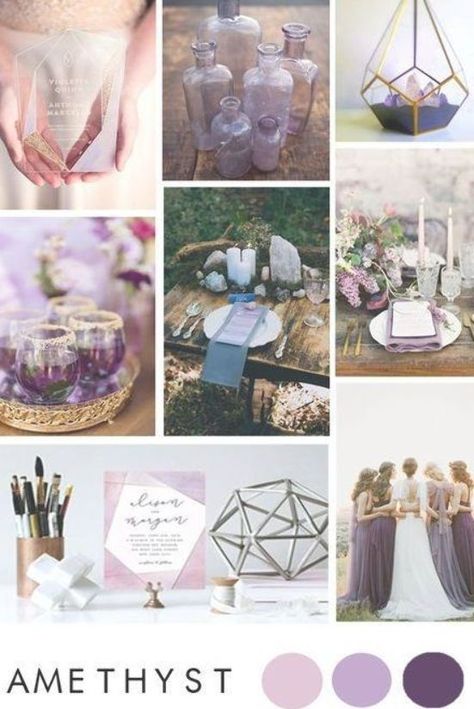 amethyst wedding inspiration, geode wedding details, crystal wedding trend, purple bridesmaids dresses, ultra violet wedding, #amethyst #amethystwedding #crystalwedding #geodewedding #weddingtrends2018 #weddingthemes Purple Bridesmaids Dresses, Geode Wedding, Violet Wedding, Amethyst Wedding, Celestial Wedding, Lilac Wedding, Purple Bridesmaids, Wedding 2025, Lavender Wedding