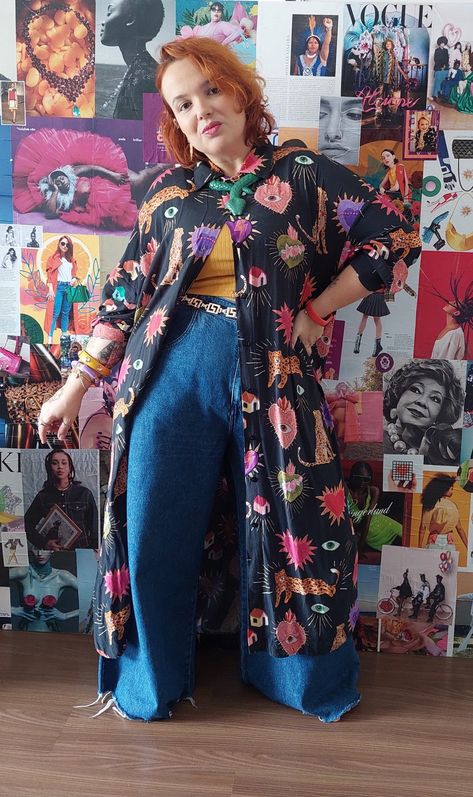 Funky 80s Outfits, Plus Size Unique Fashion, Plus Size Artsy Fashion, Plus Size Artist Fashion, Plus Size Nonbinary Outfits, Fun Plus Size Fashion, Eccentric Outfits Plus Size, Eclectic Style Fashion Plus Size, Maximalist Outfits Casual