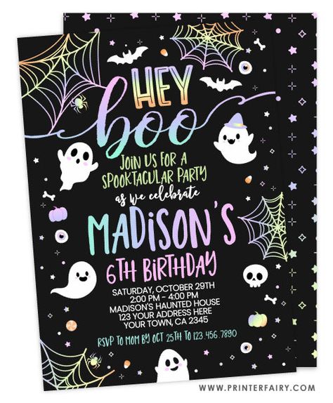 https://www.corjl.com/d/5096PD Spooky Sixth Birthday, Halloween 7th Birthday Party, Halloween 8th Birthday Party, Halloween 6th Birthday Party, Halloween Birthday Party Invites, Three Year Old Halloween Birthday, Halloween Birthday Cakes For Kids, Halloween Birthday Party For Kids, Halloween Birthday Party Ideas