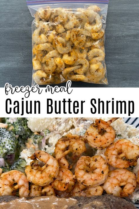 Cajun Shrimp Skewers Recipe - Freezer Meals 101 Seafood Freezer Meals, Shrimp Freezer Meals, Cajun Shrimp Skewers, Canned Meals, Freezer Ideas, Shrimp Skewer Recipes, Cajun Butter, Homemade Cajun Seasoning, Freezer Food