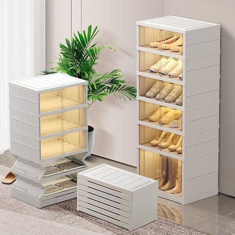 Amazon.com: CIMLORD 9-Tier Foldable Shoe Rack Organizer for Closet 36Pairs Plastic Shoe Shelf Collapsible Shoes Storage Box Clear Shoe Boxes Stackable with Door Easy Assembly Shoe Cabinet with Lids Large : Home & Kitchen Clear Shoe Boxes, Foldable Shoe Rack, Shoe Storage Door, Plastic Shoe Rack, Shoe Rack Organizer, Organizer For Closet, Wood Shoe Rack, Plastic Shoe Boxes, Stackable Shoe Rack