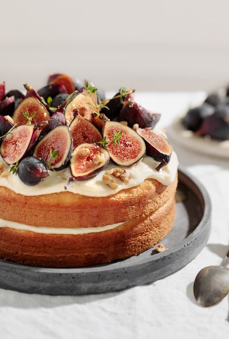 Fig and Almond Cake with Honey Cream - Yoga of Cooking Wedding Cake Figs, 2 Layer Cake, Showstopper Dessert, Fig Spread, Food Vibes, Late Summer Early Fall, Fig Cake, Honey Cream, Fruit Cakes