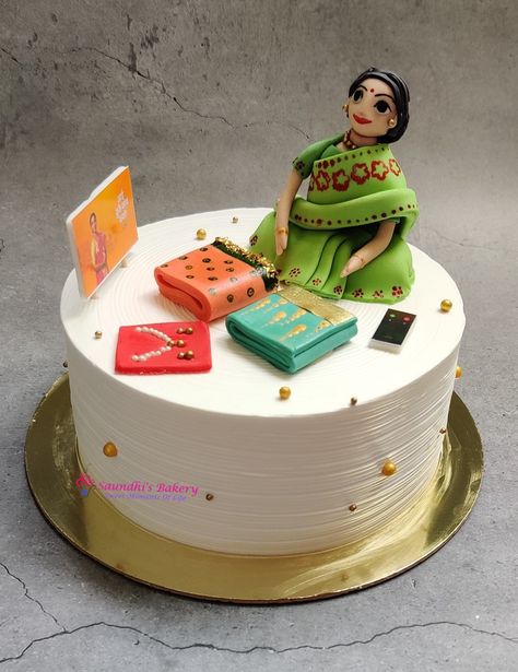 Saree Cake, Lady Cake, Saree Jewellery, Forest Cake, Cakes For Women, Cute Birthday Cakes, Diy Cake, Fondant Cake, 60th Birthday