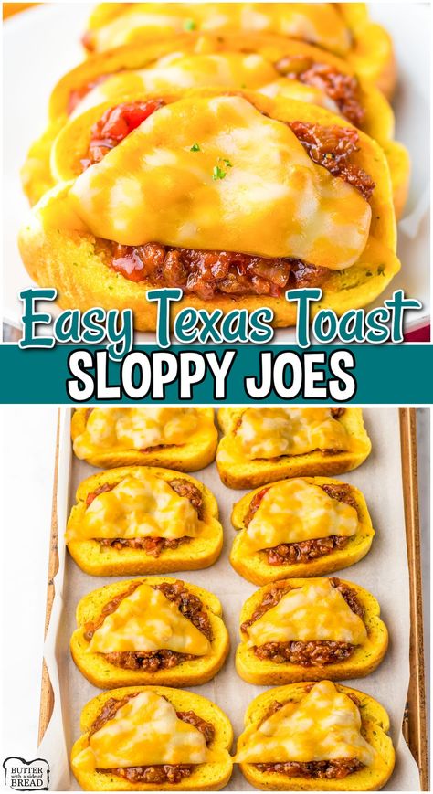 Hand Sandwiches, Texas Toast Sloppy Joes, Hamburger Dinners, Toast Garlic Bread, Texas Toast Garlic Bread, Sloppy Joe Mix, Sloppy Joe Recipe Easy, Hot Sandwiches, Barbecue Sandwiches