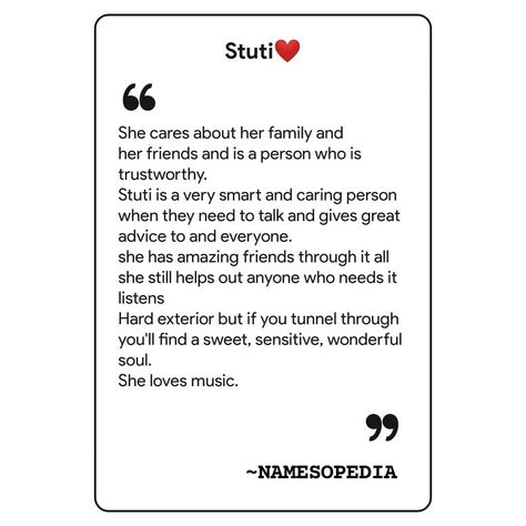 Name Facts on Instagram: “TAG “STUTI” ❤️ . . #trending #viral #love #instagram #tiktok #explorepage #follow #instagood #like #explore #fashion #likeforlikes…” On Instagram, Quick Saves, Instagram