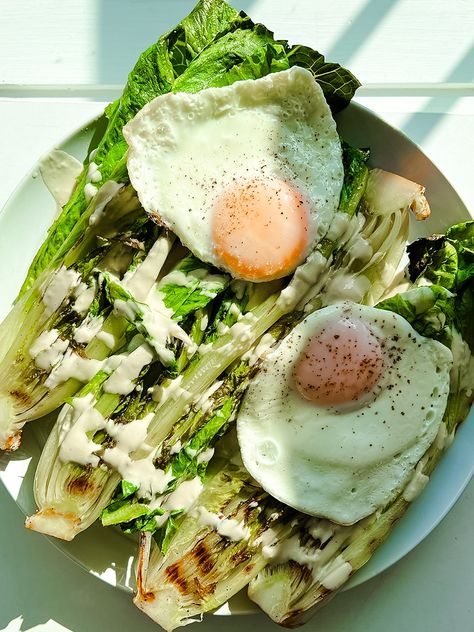 Charred Romaine Salad with Tahina - Baked by Melissa Charred Salad, Charred Romaine, Romaine Hearts, Lettuce Recipes, Baked By Melissa, Romaine Salad, Tahini Dressing, Healthy Lifestyle Food, Healthy Sides