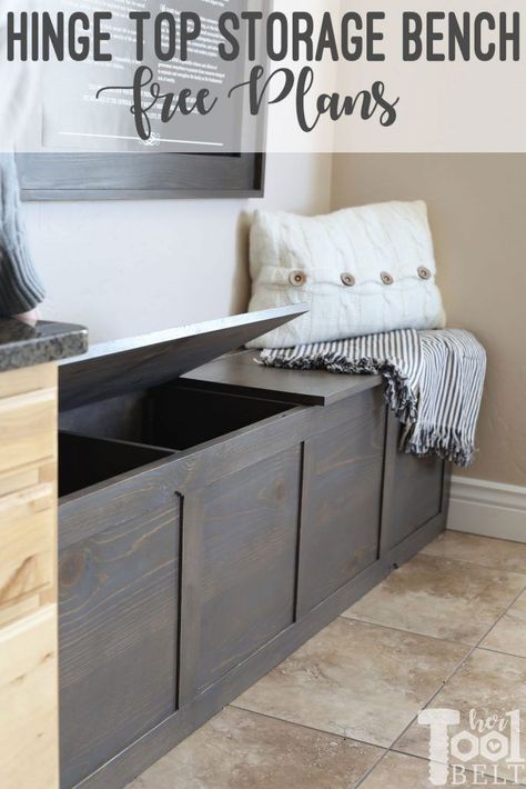 DIY Storage Bench Ideas That Perfectly Complete The Entryway Diy Storage Bench Plans, Storage Bench Plans, Diy Bank, Diy Storage Bench, Storage Bench Seating, Storage Bench Bedroom, Diy Kitchen Storage, Bench Plans, Diy Bench