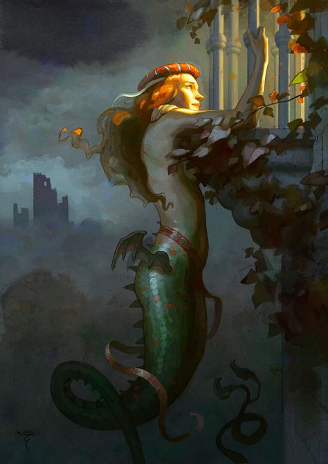 European Folklore, Foto Cartoon, Fantasy Writer, Apocalypse Art, Fantasy Concept Art, Arte Popular, Arte Fantasy, A Mermaid, Fantasy Landscape