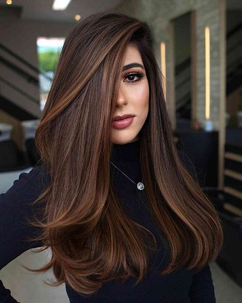 Rambut Brunette, Brown Hair Looks, Hair Color Caramel, Vlasové Trendy, Long Brown Hair, Balayage Brunette, Brown Hair With Highlights, Hair Color Trends, Brown Hair Colors