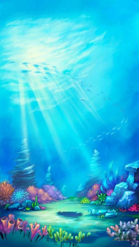 Under The Sea Background, Underwater Painting, Mermaid Wallpapers, Beautiful Ocean Pictures, Ocean Pictures, Ocean Wallpaper, Mermaid Theme, Beautiful Ocean, Mermaid Art