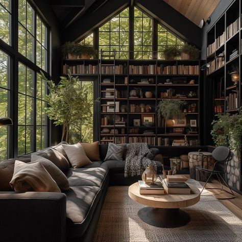 Home Library Rooms, Smart Tiles, Home Library Design, Dark Home, Home Libraries, Dream House Interior, Decor Minimalist, Design Living Room, Decor Living Room