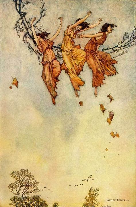 Franklin Booth "Autumn Leaves" Collier`s Nov. 25, 1911 | Flickr Franklin Booth, Walter Crane, Postal Vintage, Leaves Illustration, Autumn Illustration, Fairytale Illustration, Vintage Fairies, Illustration Vintage, Fairytale Art