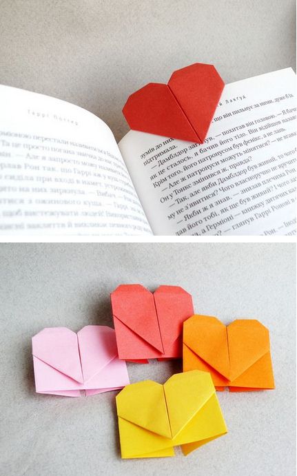 Origami Heart Bookmarks | 41 Heart-Shaped DIYs To Actually Get You Excited For Valentine's Day Hart Origami, Origami Hearts, Bookmark Diy, Vika Papper, Kerajinan Diy, Origami Bookmark, Heart Bookmark, Origami And Kirigami, Folding Origami