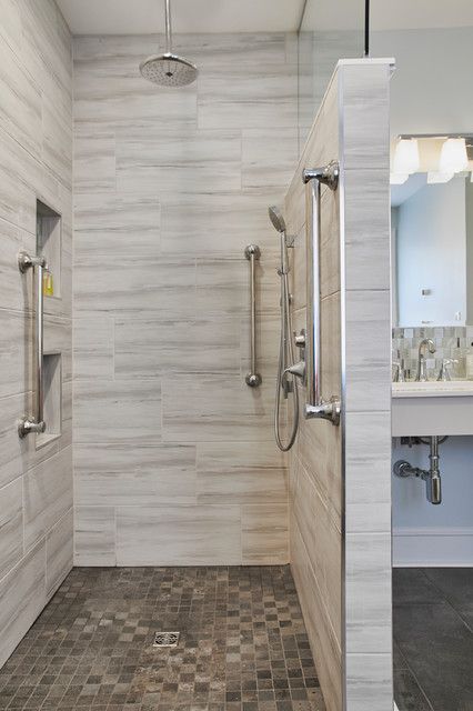 Bathroom of the Week: Remodeled for Aging in Place - Floor Plan | Houzz Bathrooms For Seniors Ideas, Ada Master Bath Layout, Zero Clearance Shower Master Bath, Roll In Showers Master Bath, Handicapped Bathroom Ideas Layout, Narrow Master Bath Layout, Glassless Shower Walk In, Age In Place Bathroom, Guest Suite Bathroom