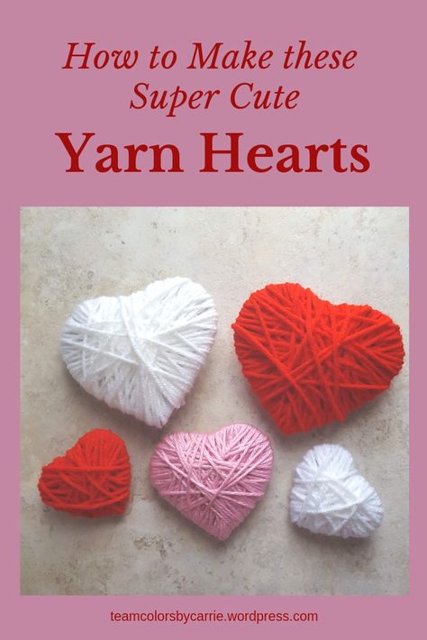 Yarn Hearts, Friend Valentine Gifts, Easy Valentine Crafts, Valentine Crafts For Kids, Valentines Day Activities, Diy Valentines Crafts, Heart Crafts, Crafts For Kids To Make, Yarn Diy