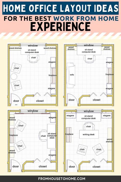 Home Office Design For Two Layout Desk Ideas, Office With Sitting Area Layout, Desk Sitting Room, Sitting Area In Office Space, Where To Put Desk In Home Office, Home Office And Media Room Combo, Working From Home Office Ideas, Home Office With Sitting Area Layout, Sitting Room With Desk Layout