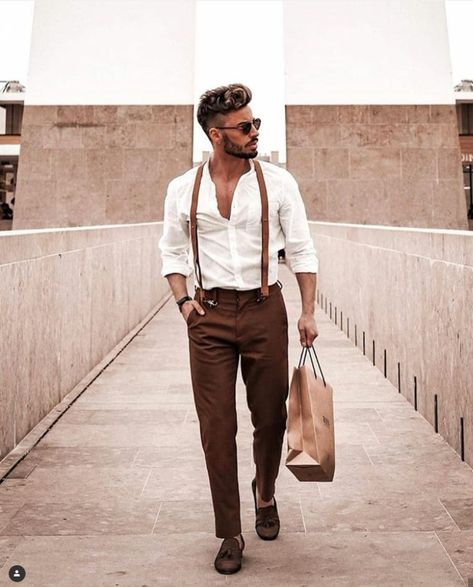 Suspenders Outfit Men, Mens Suspenders Outfit, Suit With Suspenders, Outfits With Suspenders, Suspenders Men Fashion, Suspenders Casual, Suspenders Outfit, Men's Wedding Outfit, Mens Wedding Attire