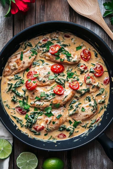 Easy Chicken Breast with Cherry Tomatoes Chicken Spinach Mushroom Tomato, Baked Chicken And Tomato Recipes, Chicken Breast Tomato Recipes, Chicken And Cherry Tomato Recipes, Chicken With Tomatoes Recipes, Chicken Breast And Spinach Recipes, Chicken Spinach Tomato Recipe, Tomato Chicken Recipes, Cherry Tomatoes And Chicken