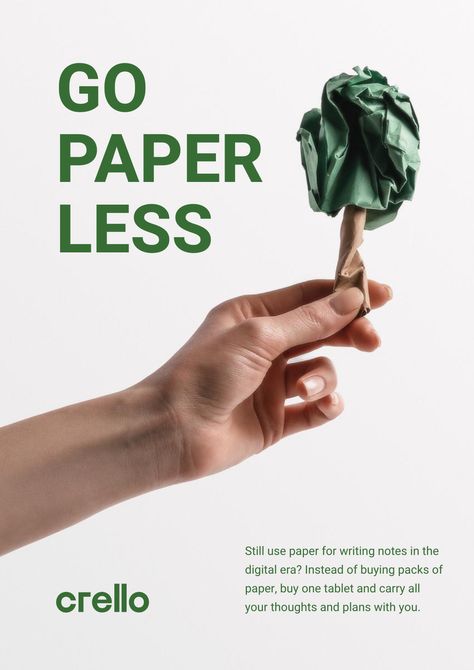 Go paperless, go eco with Crello Publicidad Creativa, Campaign Posters, Paper Tree, Eco Design, Creative Ads, Ads Creative, Creative Advertising, Green Design, Design Graphique