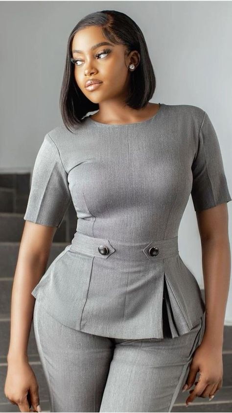 Formal Business Attire Women Dresses, Office Uniform For Women Work Outfits, Corporate Suits For Women, Ankara Work Outfits Women, Corporate Wear For Ladies, Official Wear For Ladies Classy, Work Uniform Women Office Style, Corporate Tops, Official Dresses For Work