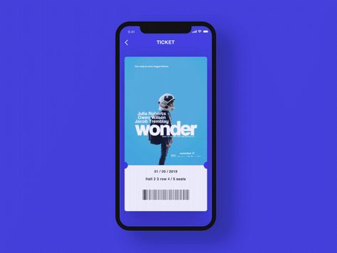 Great work from a designer in the Dribbble community; your best resource to discover and connect with designers worldwide. Gif App, Profile Ui, App Animation, Application Ui Design, Movie Animation, E Ticket, Mobile Ui Patterns, Movie Ticket, Desain Ui