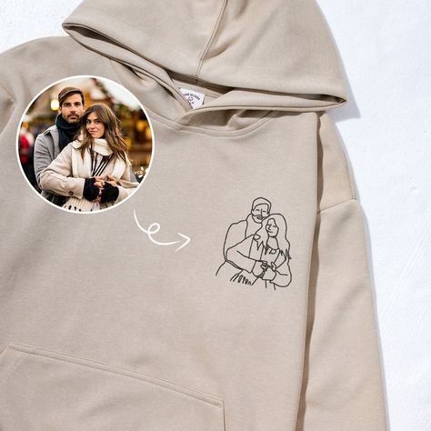 Bring your treasured moments to life with our "Family Couple Photo Outline Hoodie" by wmyphotolink. These personalized Unisex Hoodie, crafted meticulously with couple photo outlines, take 'custom' to a whole new level. Celebrate the art of embroidery with the finesse of our Personalized Embroidered detailing, adding a unique twist to your wardrobe. This piece not only encapsulates your precious memories but also doubles as a thoughtful and memorial gift for birthdays or any occasion. Embrace the Hoodie Outline, Photo Outline, Family Couple, Couples Hoodies, Couple Photo, Precious Memories, Gifts For My Sister, Personalized Embroidered, Embroidered Design