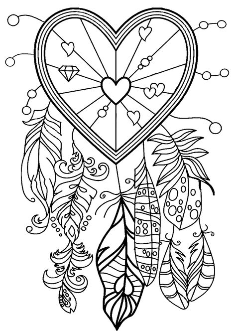 Dreamcatchers with hearts and feathers - JustColor.net : Free printable coloring pages for adults and kids Dream Catcher Coloring Pages, Ancient Greece Mythology, Printable Coloring Pages For Adults, Egypt Hieroglyphics, Tibet Art, Pop Art Tattoos, Dream Catcher Decor, Anime Mermaid, Coloring Page For Adults