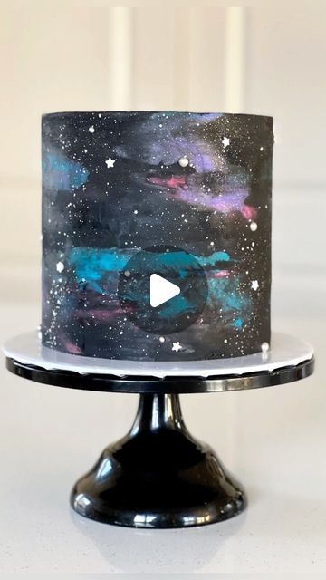 Frosting Videos, Galaxy Cakes, Royal Blue Cake, Galaxy Desserts, Galaxy Cupcakes, Star Wars Birthday Cake, Boys First Birthday Cake, 8th Birthday Cake, Decorating Frosting