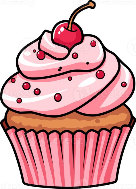 Sweet Cupcake Vector Illustration EPS10 Baking Art Illustration, Sugar Drawing, Muffin Drawing, Cute Cupcake Drawing, Draw A Cupcake, Cupcakes Logo, Cupcakes Illustration, Cupcake Cartoon, Cupcake Graphic