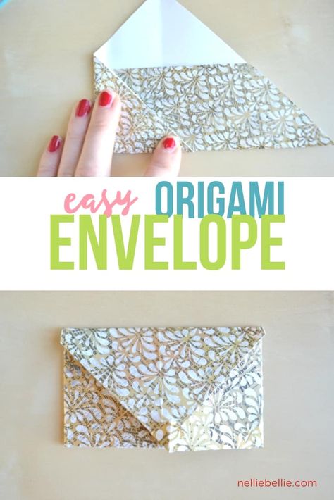 You can make an envelope out of magazines, cardstock, paper, even the funnies! Create unique and personalized cards with matching envelopes with this easy tutorial. All you need to do is fold! Gift Card Envelope Diy, Origami Heart Envelope, Origami Envelope Tutorial, Super Easy Origami, Folding Envelope, Inside A Birthday Card, Origami Envelope Easy, Envelope Origami, Homemade Envelopes