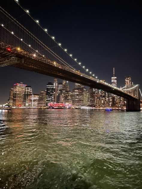 #night #nyc #newyorkcity #aesthetic #vibes #light #citylife Nyc Lights, Aesthetic Vibes, Dream Board, Bay Bridge, City Life, New York, Travel, Quick Saves