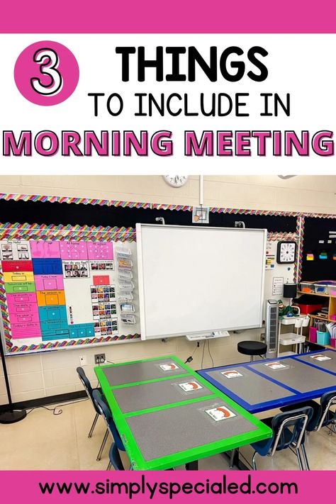 Having a solid morning meeting routine in your special education classroom will benefit your special ed students in so many ways. But you might be wondering what you should include in your morning meeting routine. Today, I am sharing 3 things you need to include in your morning meeting. You need calendar activities to work on days of the week, yesterday/today/tomorrow, months, dates, year, weather, and more. You also need to work on feelings and emotions. Learn more! Morning Meeting Special Education, Morning Meeting Board, Morning Meeting Routine, Digital Learning Educational Technology, Preschool Classroom Rules, Teaching Executive Functioning Skills, Teach Feelings, Teaching Executive Functioning, Sensory Classroom