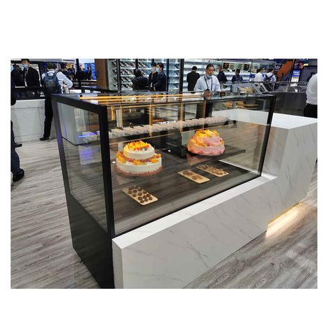 Display Fridge Cafe, Cake Chiller Display Ideas, Cake Counter Display, Cake Display Cafe, Cafe Display Counter, Cafe Cake Display, Cake Display Chiller, Cake Refrigerator, Cake Display Counter