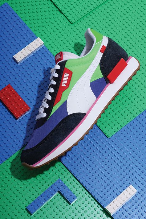 The Puma Future Rider, a colorful running sneaker. #puma #pumashoes #statementsneakers Puma Sneakers For Men, Puma Sneakers Outfit, Puma Sneakers Men, Puma Future Rider, Puma Outfit, Workout Sneakers, Buy Sneakers, Sneaker Outfits, Creative Shoes