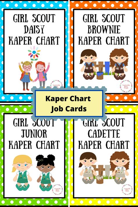 Girl Scout Kaper Chart Cards for All Levels Brownie Kaper Chart Printable, Cadette Kaper Chart, Caper Charts Girl Scout, Brownie Kaper Charts, Girl Scout Kaper Chart Ideas Brownies, Kaper Chart Multilevel, Kaper Chart Daisies, Daisy Kaper Charts, Girl Scout Kaper Charts