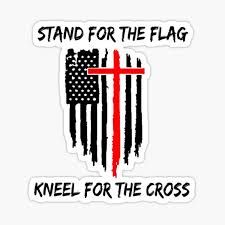 Kneel For The Cross Stickers | Redbubble Stand For The Flag Kneel For The Cross, Tattered American Flag, Cross Sticker, Stand For The Flag, Christian Cross, Stickers For Sale, The Flag, The Cross, American Flag