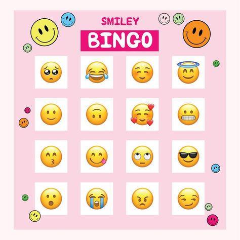 Emoji Bingo, Smiley Birthday, Emoji Games, Bday Party, Bingo, Game Day, Smiley, Birthday, Quick Saves