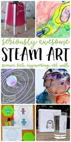 7 STEAM Art Activities your kids will love - All the fun of science, technology, engineering, and math integrated with awesome ART!  - at B-Inspired Mama Steam Art Activities, Steam Lessons, Steam Art, Steam Challenges, Steam Ideas, Preschool Stem, Steam Science, Steam Projects, Steam Education