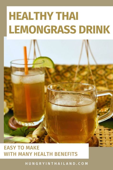 Learn how to make an easy Thai lemongrass drink recipe, with many health benefits and an amazing taste. It's the perfect refreshment during summer or warm-me-up tea for colder winter days. Lemongrass Tea Recipe, Lemongrass Drink, Roselle Juice, Lemongrass Recipes, Healthy Thai Recipes, Lemongrass Plant, Tea For Colds, Healthy Tea, Lemongrass Tea