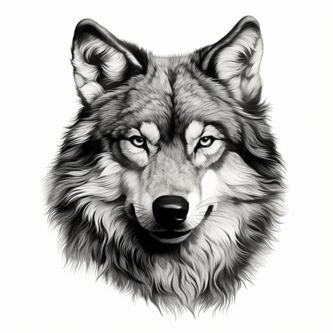 Wolf Black And White Drawing, Black Wolf Tattoo Design, Wolf Ink Drawing, Black And White Animal Tattoos, Black And White Wolf Tattoo, Wolf Design Tattoo, Wolf Art Tattoo, Wolf Head Tattoo Design, Wolf Tattoo Drawing