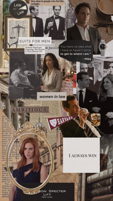 Suits #suits #mikeross #suitsnetflix #harveyspecter #harvey #mike #donna #jessicapearson #louislitt #ross #specter #louis #litt #law #newyork #harvardlaw #harvard Suits Series Wallpaper, Harvey Specter Outfit, Lawyer Collage Wallpaper, Harvey Specter Wallpapers, Suits Series Quotes, Suits Aesthetic Tv Show, Suits Wallpaper Tv Show Iphone, Business Woman Aesthetic Collage, Harvey Specter Aesthetic