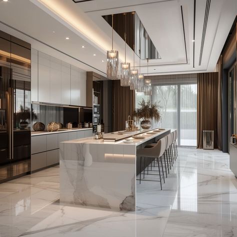 Contemporary Luxury Kitchen, Sanctuary Interior Design, Luxury Kitchen Interior Design, Minimalist Apartment Interior, Luxury Houses Kitchen, Luxury Kitchen Design Modern, Modern Kitchen Appliances, Sweet Home Design, Open Kitchen And Living Room