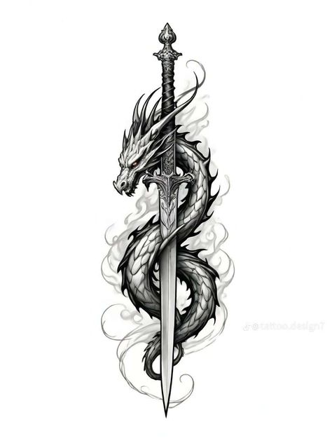 Dragon Fire Tattoo, Dragon Tattoo Japanese Style, Dragon Tattoo Forearm, Swords Tattoo, Dragon Tattoo Arm, Barcode Tattoo, Dragon Tattoos For Men, Japanese Tattoo Symbols, Dragon Sleeve Tattoos