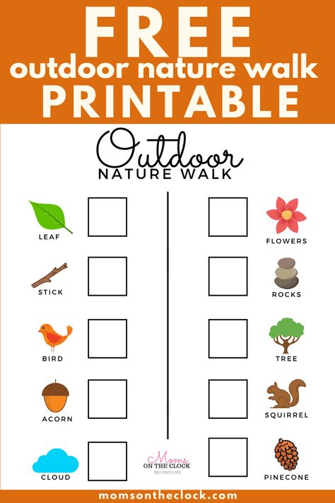 FREE Printable - Activity for KIDS - Outdoor nature walk treasure hunt - Kid Activities Free.  Are you quarantined?  Everything closed? We have a perfect activity to do during spring break or when there is no school. Free printable for your kids. Enjoy a treasure hunt or scavenger hunt with your kids. Then make cute kids crafts with all of your treasures.   #freeprintable #freekidactivity #screenfree #quarantined #printable #homeschool #activity #springbreak Nature Walk Scavenger Hunt, Preschool Scavenger Hunt, Nature Scavenger Hunt, Treasure Hunt For Kids, Homeschool Activity, No School, Free Activities For Kids, Free Printable Activities